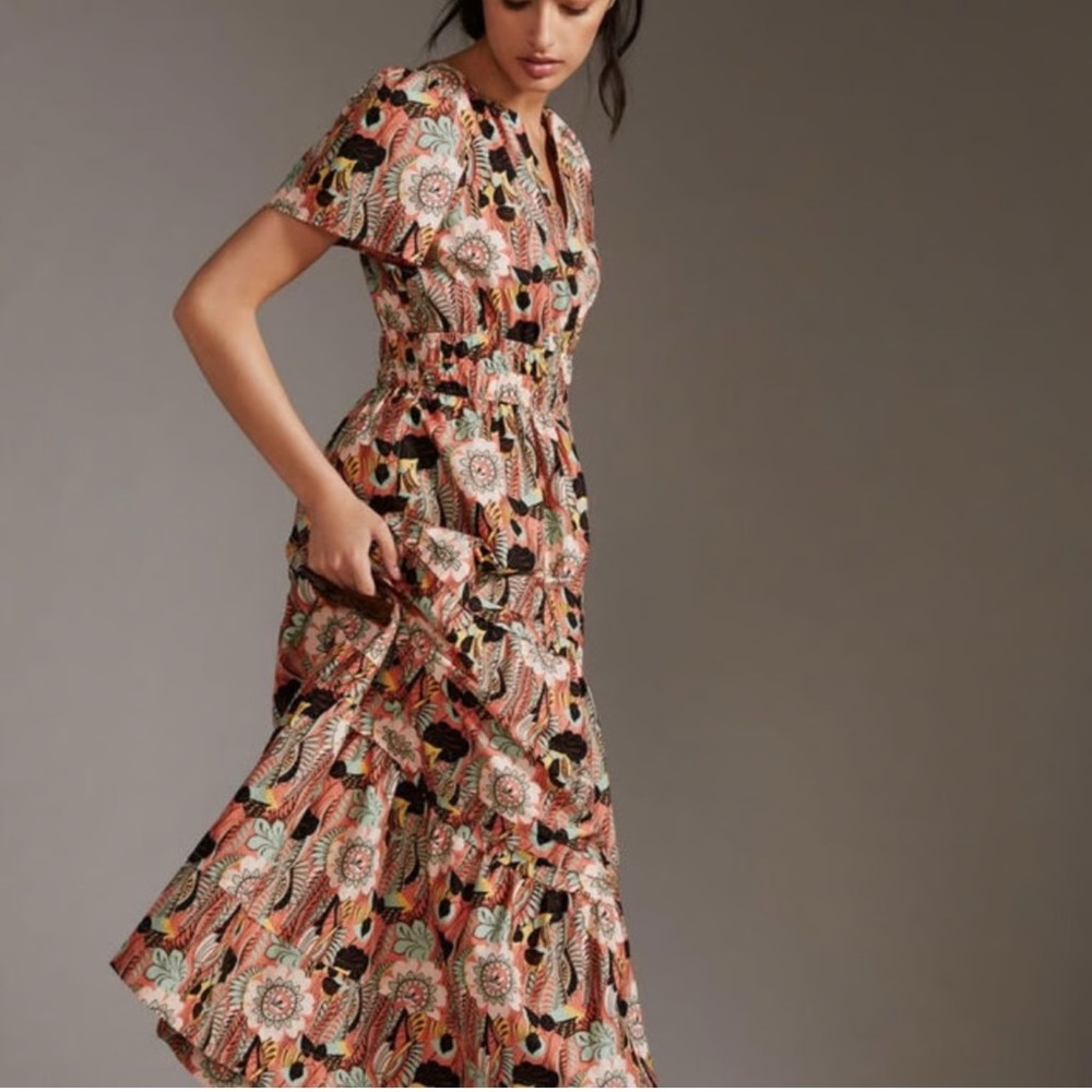 Anthropologie Multicolor Floral Maxi Dress